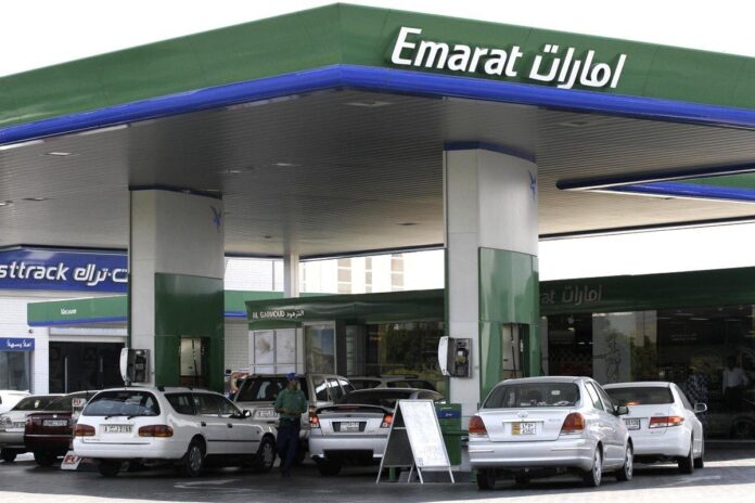 A picture shows a Gas station in Dubai,